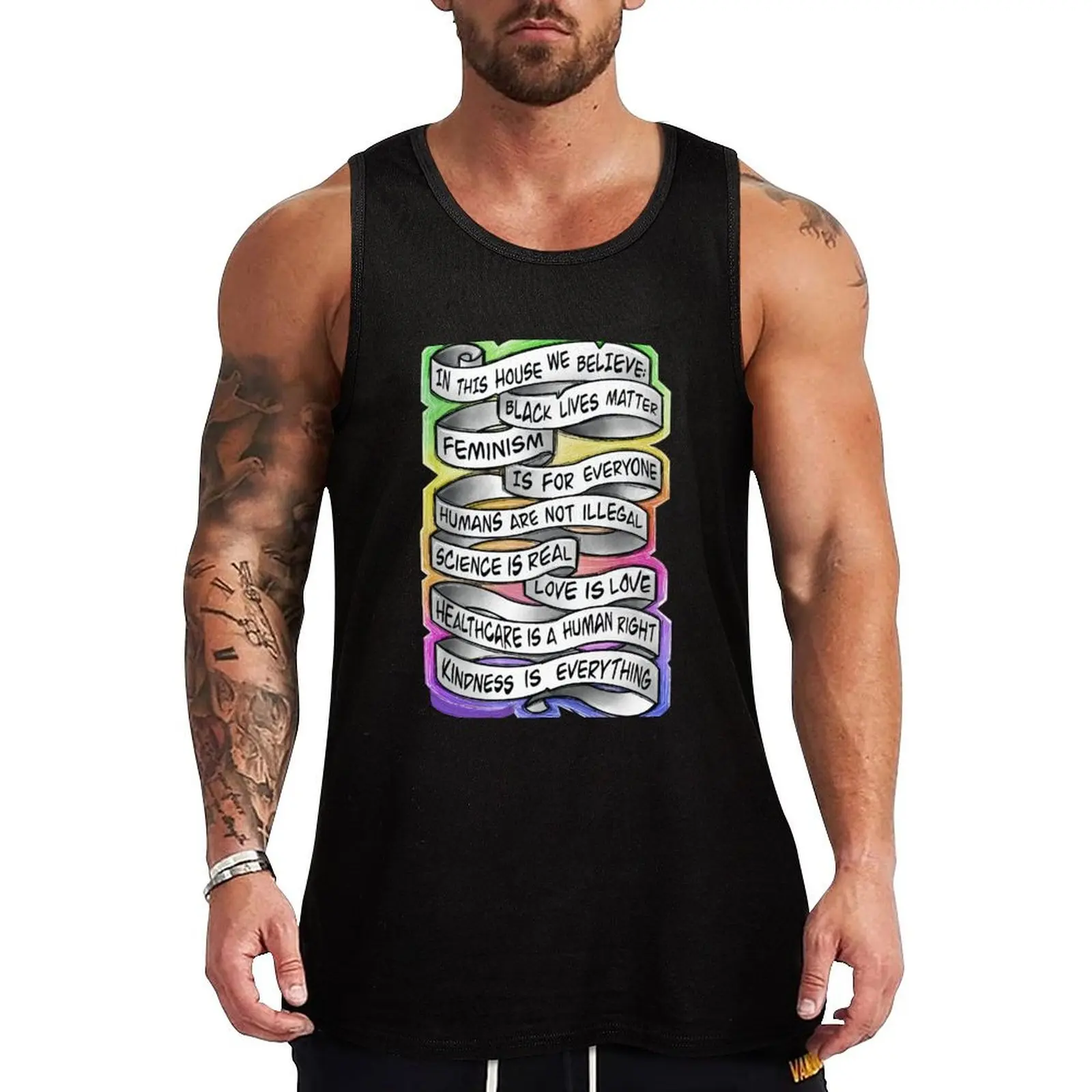 

in this house sign Tank Top vest men sleeveless tshirts for men Vests Man sleeveless shirt