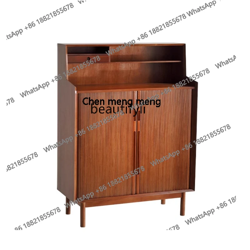 

Modern simple shoe cabinet, medieval retro Nordic style cherry wood home entrance H