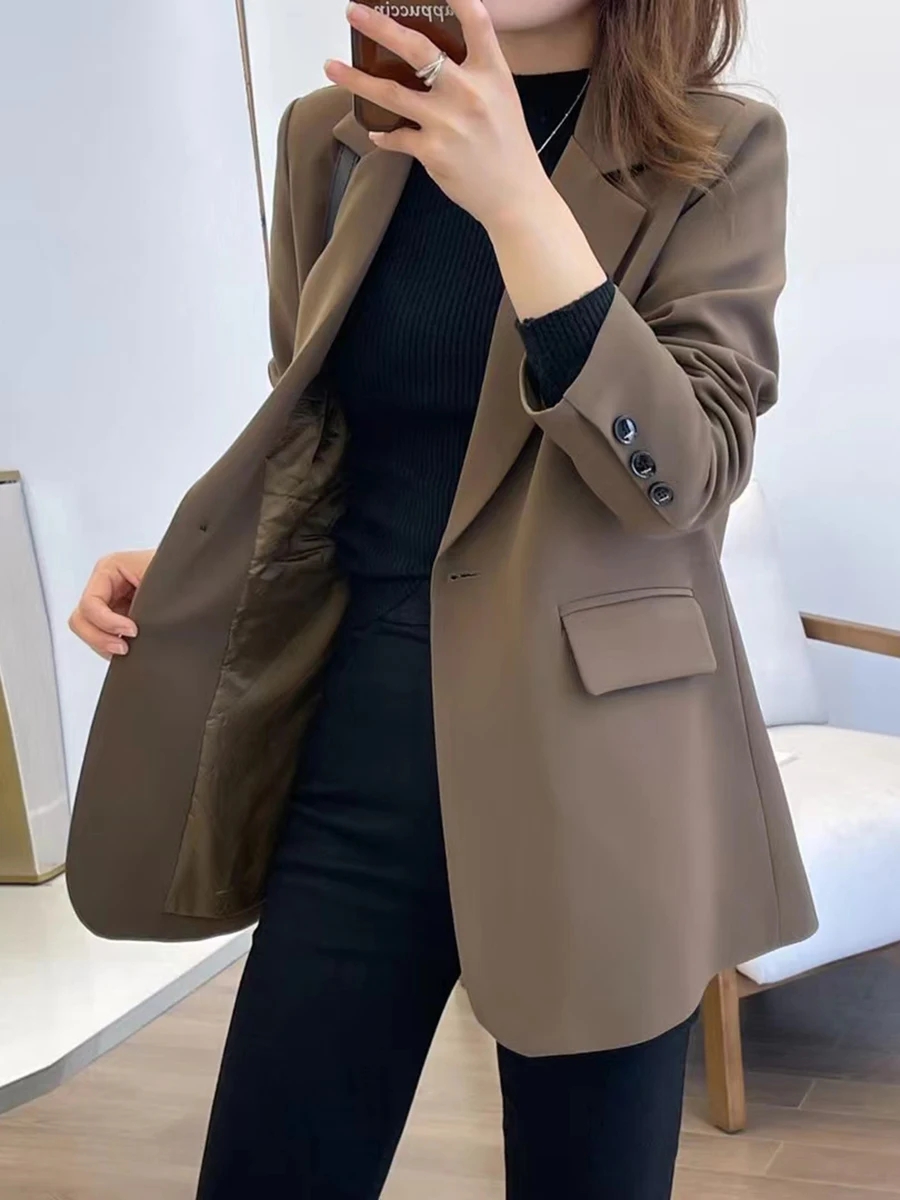 Veste trempée de style coréen pour femme, haut de gamme, streetwear, adt, décontracté, polyvalent, fente, haute qualité, printemps, 2024