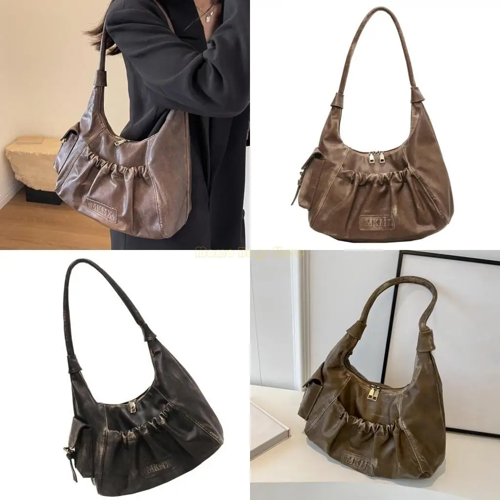 

X90D PU Leather Dumplings Bag for Women Trend Armpit Bag Retro Shoulder Bag Handbag