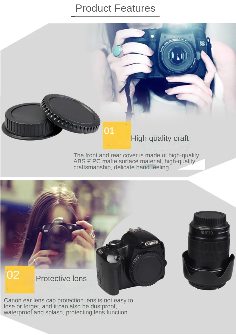 Rear Lens Cap Cover and Camera Body Cap For Canon EOS M /M2 / M3 / M5 / M6 / M6Ⅱ/ M10/ M50 / M50Ⅱ/ M100 / M200