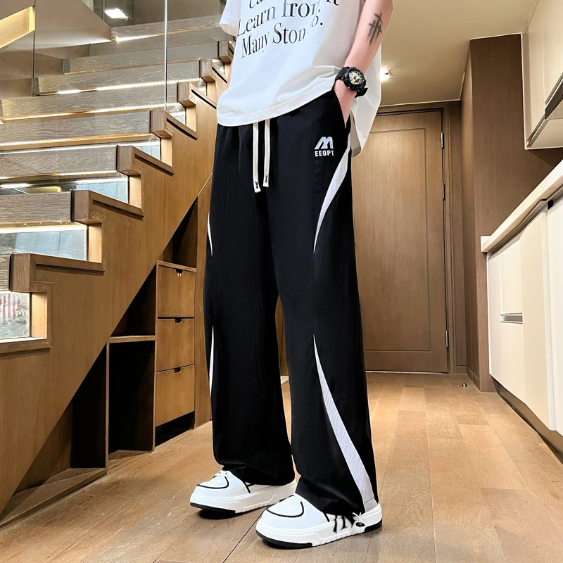 

Cool Trendy Straight Leg Men's Casual Pants Wide Leg Sport Long Trousers Spring Autumn New 2026 Youth Faion Brand