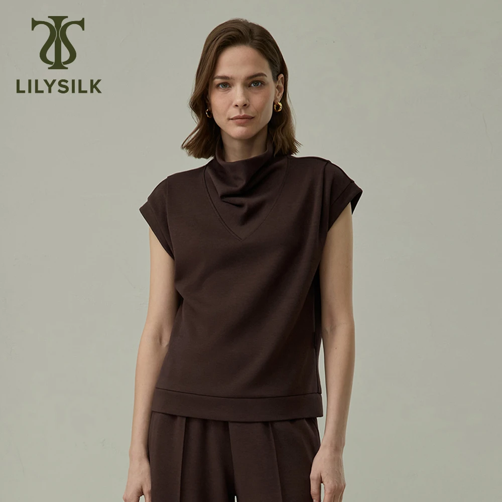 LILYSILK SILKAIRY™ Draped Collar Top