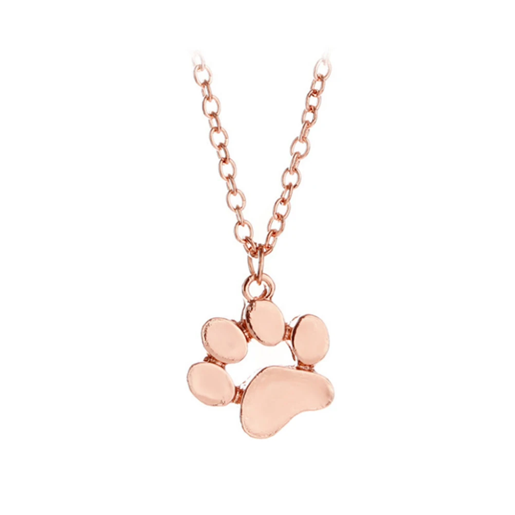 

Chic Paw Print Necklace Rose Gold Women Girls Durable Wear Attractive Personalized Special Feeling Gift Paw Print Necklace