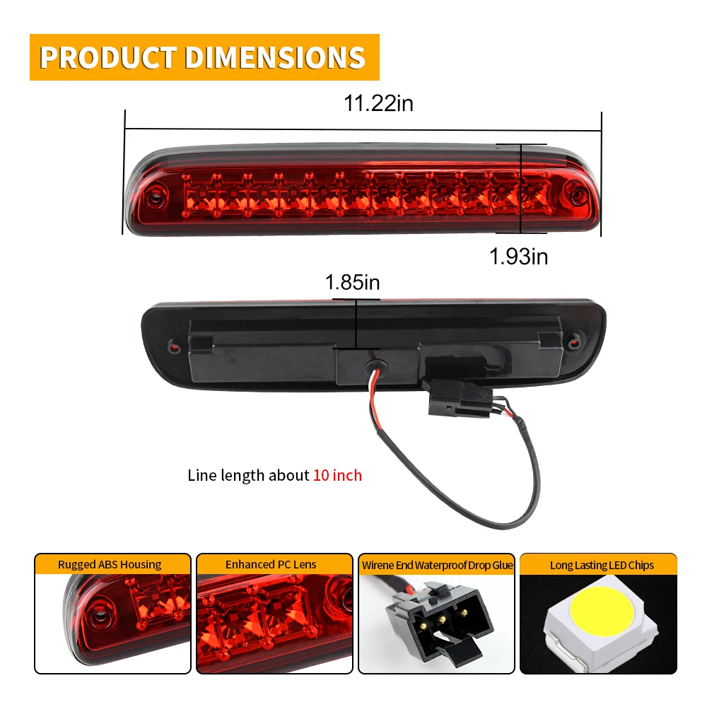 

1PC 3rd Third LED Brake Light For Ford Ranger 1993-2011 For Ford F-250 SD/F-350 SD/F-450 SD/F-550 SD 1999-2016 Car Accessories