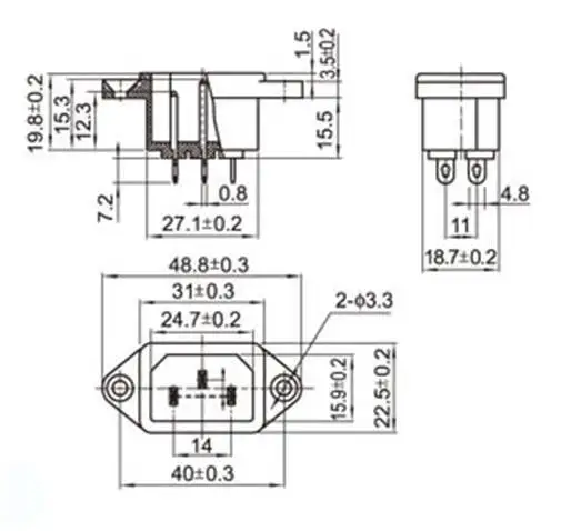 1~2 Stück Dreipoliges Stromkabel AC-013/5 Steckverbinder für Reiskocher und Elektrofahrzeug-Ladegeräte, männlich-weiblich, Kupfer – Detail 4