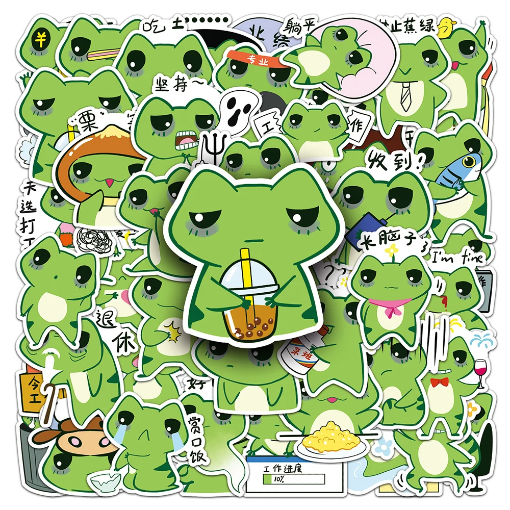 10/30/50pcs Cartoon Working Frog Stickers Funny Decal Decoration DIY Stationery Phone Case Laptop Cute Sticker Kid Birthday Gift