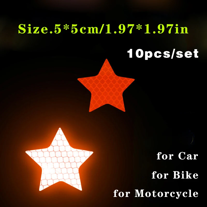 10 teile/satz Auto Stoßstange Reflektierende Sicherheit Streifen Aufkleber Auto Stern Reflektierende Aufkleber Reflektierende Warnung Sicherheit Band – Detail 14