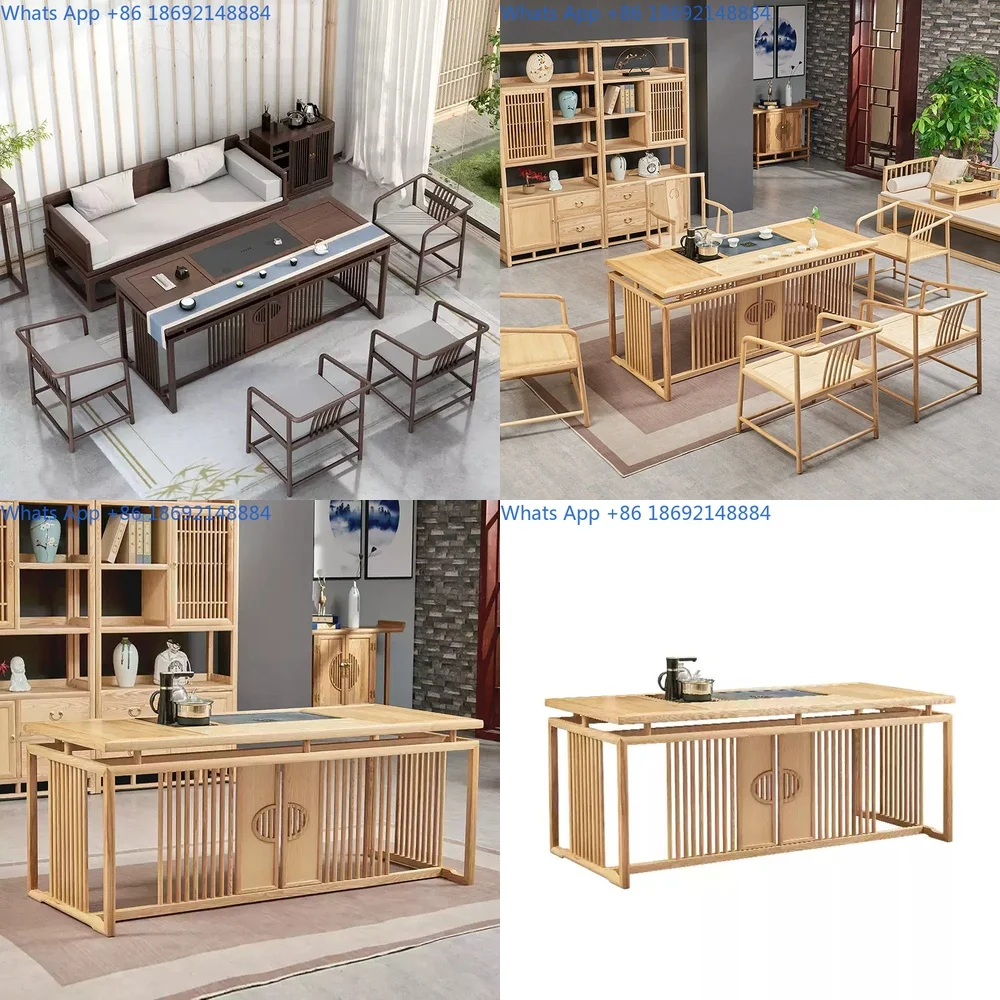 

Walnut Tea Table Set with Ash Wood Solid Furniture for Zen Style Tea Room Use