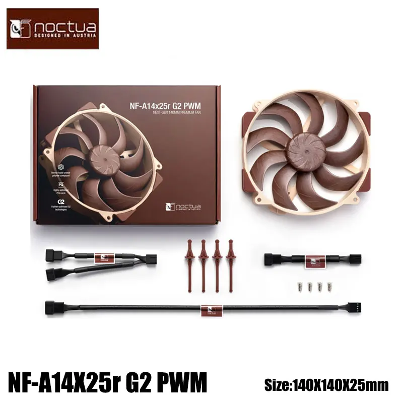 

Noctua NF-A14X25r G2 140mm computer case fan, silent/high -performance/PWM/SSO2 bearing heat sink fan