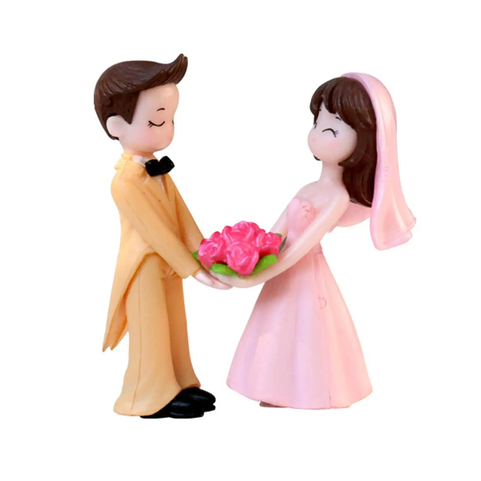 

Rustic Bride and Groom Cake Toppers PVC Miniature Figurines Funny Couple Ornament for Wedding Accessories Set