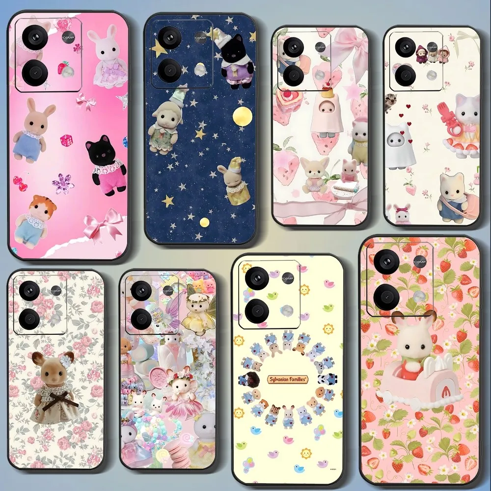 Cute Sylvanian Families Phone Case For Xiaomi 11 Redmi Note 11 5G 8T 9A 9 10T Note8Pro Note9 12SUltra Black Case