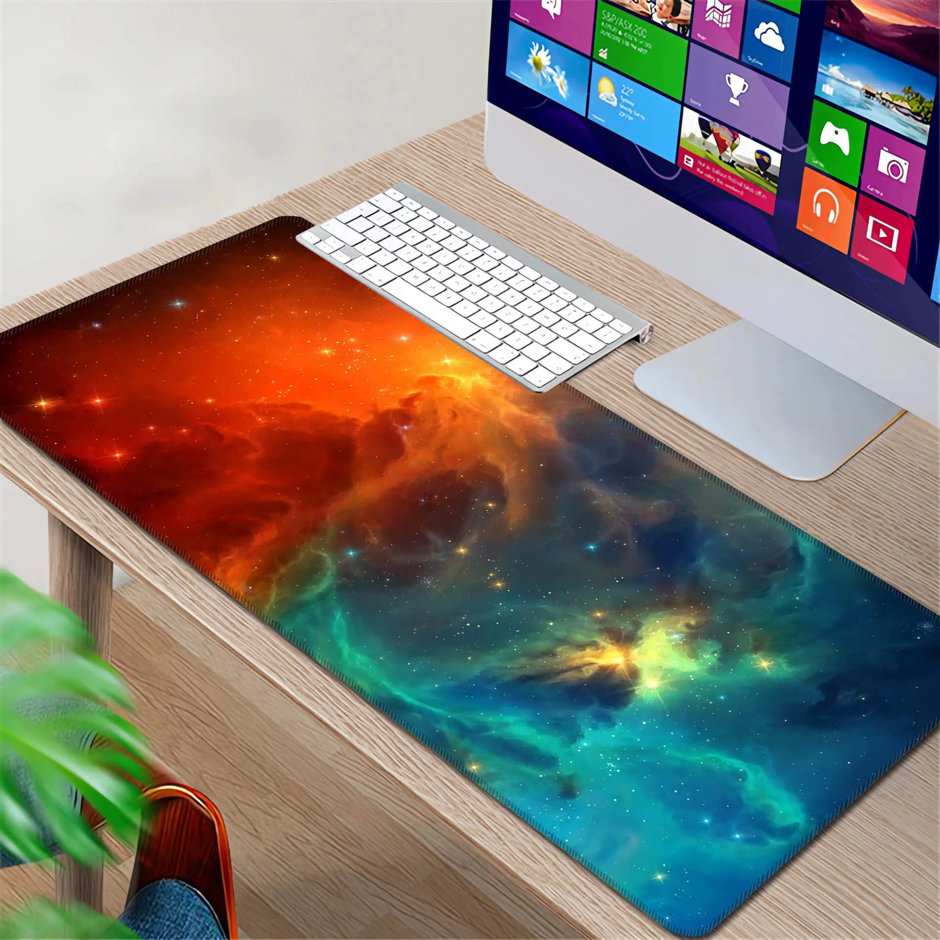 Nebula Desktop Computer Mat, Milky Way Spiral Galaxy, XXL Astronomy Gaming Mouse Pad, Space Aesthetics, Solar System, Universe