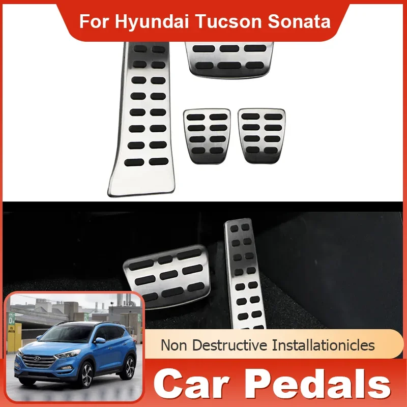 

for Hyundai Tucson Sonata 9th Santa Fe 2015~2021 2018 2019 2020 Car Foot Gas Fuel Brake Footrest Pedals Cover Auto Accessories