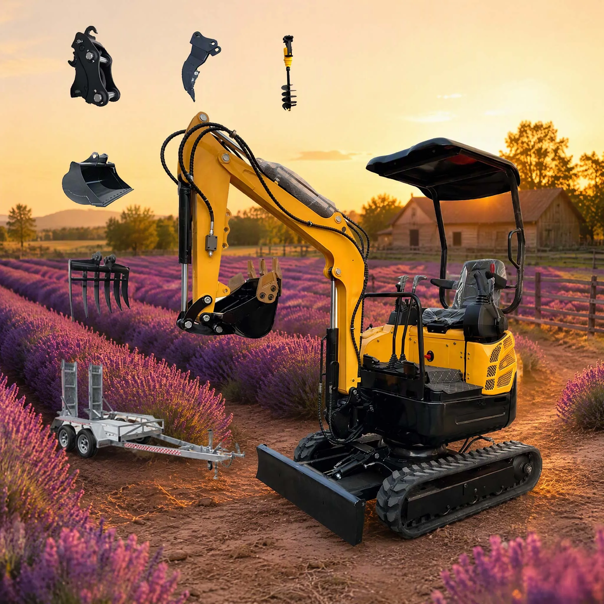 Wide application 4WD  excavator remote control hydraulic excavator attachment excavator ripper