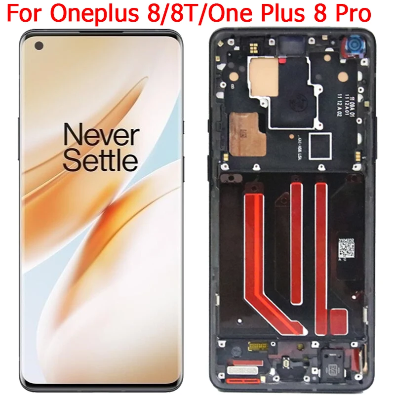 For Oneplus 8 8T 8Pro Display LCD Screen With Frame New 1+8 1+8T 1+8Pro LCD Touch Screen Display AMOLED Digitizer Parts