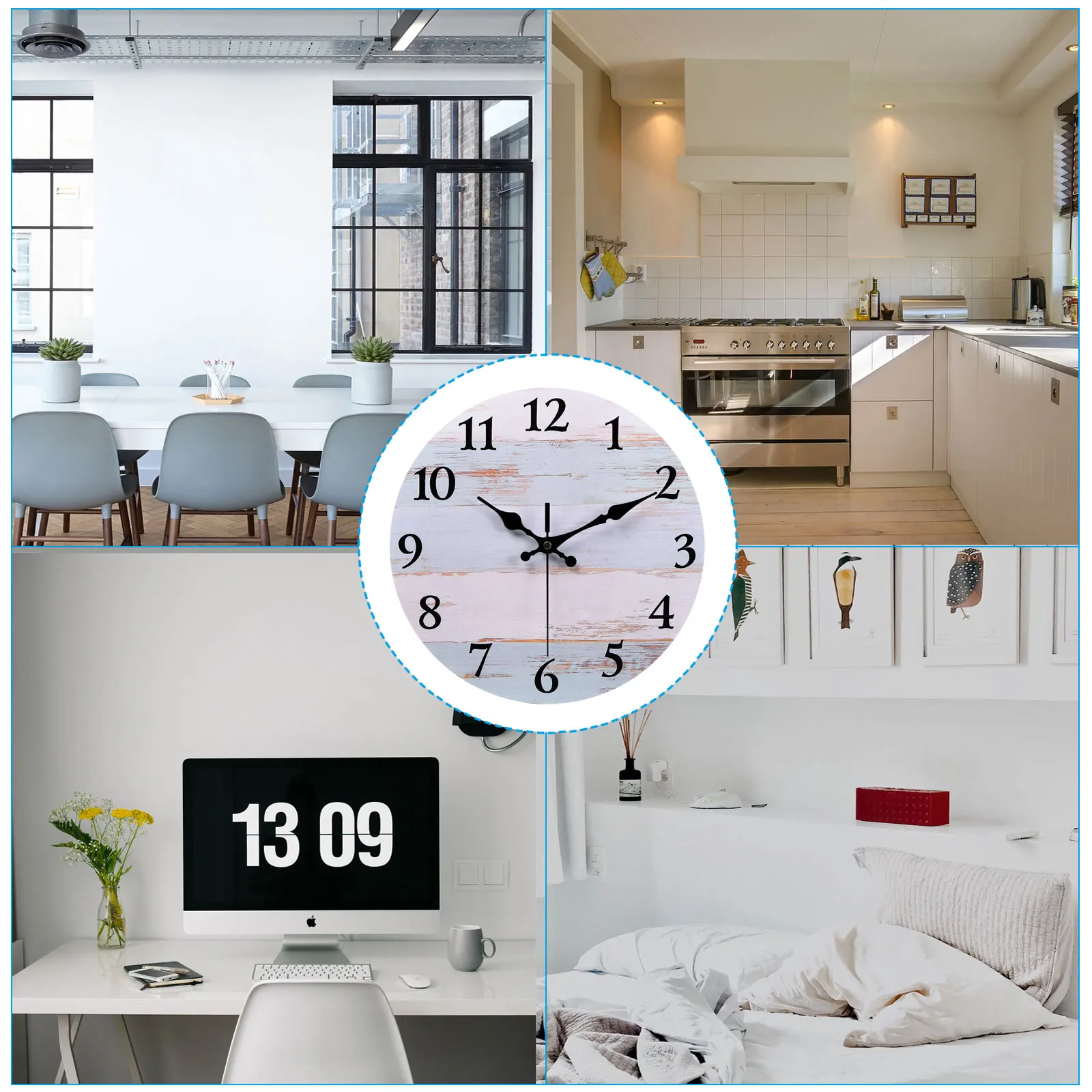 Jam dinding kayu 10 inci, hiasan Retro Quartz senyap anti-benturan untuk rumah ruang tamu kamar tidur kamar mandi