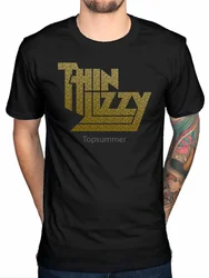 Thin Lizzy Metallic Gold Logo New T Shirt Rock Metal Band Merch 21 Guns