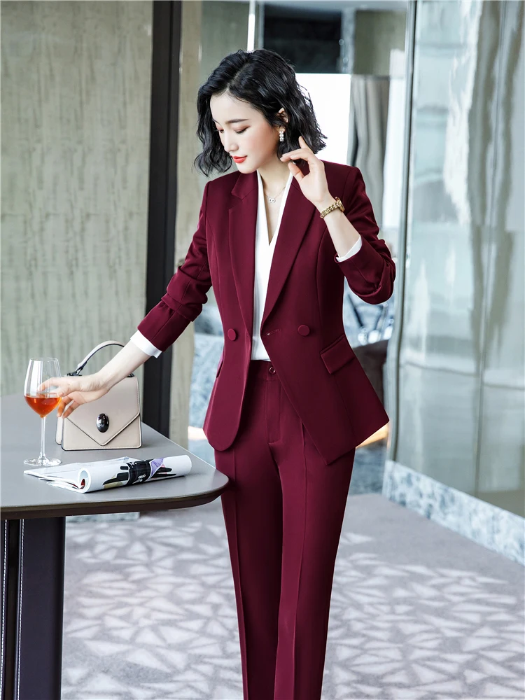 Women\'s Elegant Suits Pants And  Formal Blazer Set 2 Pieces Business Outfits For Office Ladies Suit Sets Fall 2022