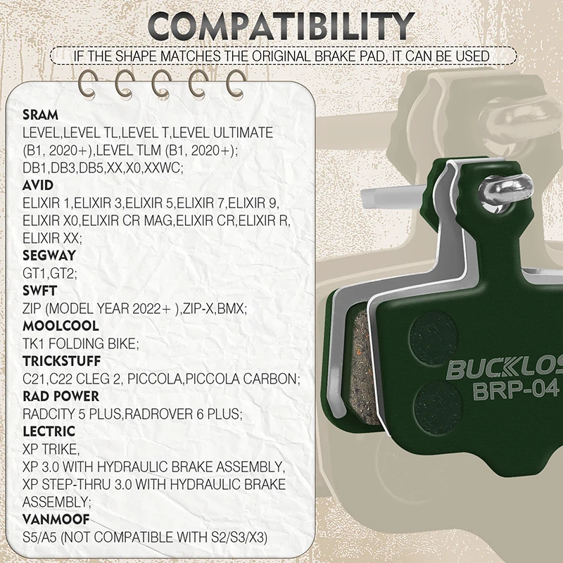 BUCKLOS Ceramic Bicycle Brake Pads MTB Road Bike Hydraulic Disc Brake Pads Wear-resistant Bicycle Disk Brake Pad for Sram ELIXIR