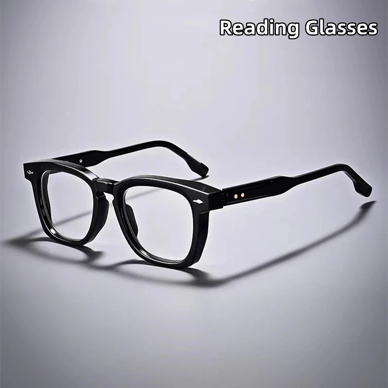 Fashion Brand Design Retro Square Male Exquisite Decoration Eyeglass Frame Photochromic Anti Blue Light Men Reading Glasses 0~+6