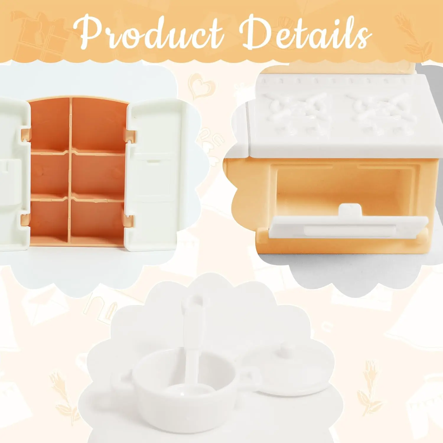 Dollhouse Furniture Kitchen Play Set Miniature Refrigerator with Mini Food Pots and Pans Set Pretend Kitchen Accessories Toys image 3