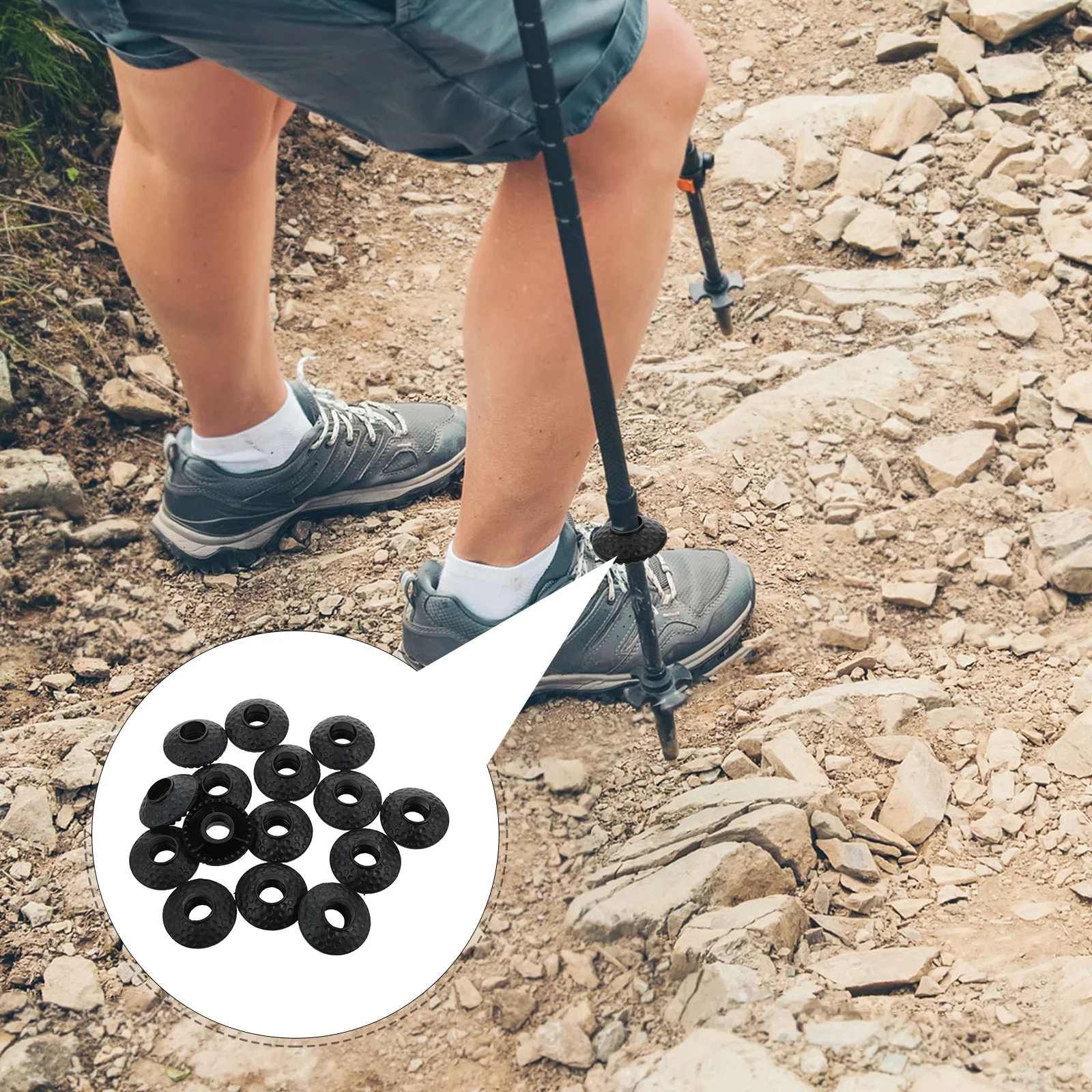 

15pcs Trekking Poles Mud Baskets Black Round Plastic: Enhanced Stability On Rough Terrain For Hiking Camping Outdoor Adventures