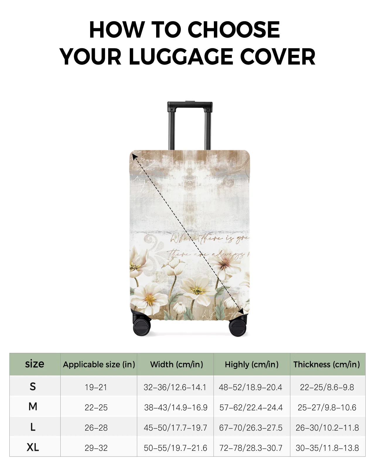 Rustic Vintage Tulips Flowers Luggage Cover Stretch Suitcase Protector Baggage Dust Cover for 18-32 Inch Travel Suitcase Case