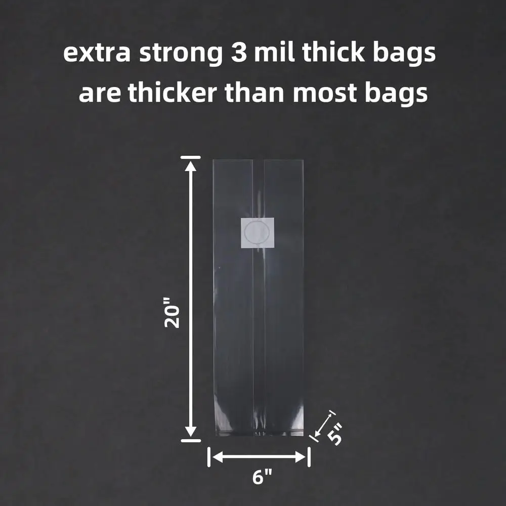 60 Pack Mushroom Grow Bags, Breathable 0.2 Micron Filter, Large 6 X 5 X 20, Extra Thick 3 Mil Autoclavable Spawn Bags