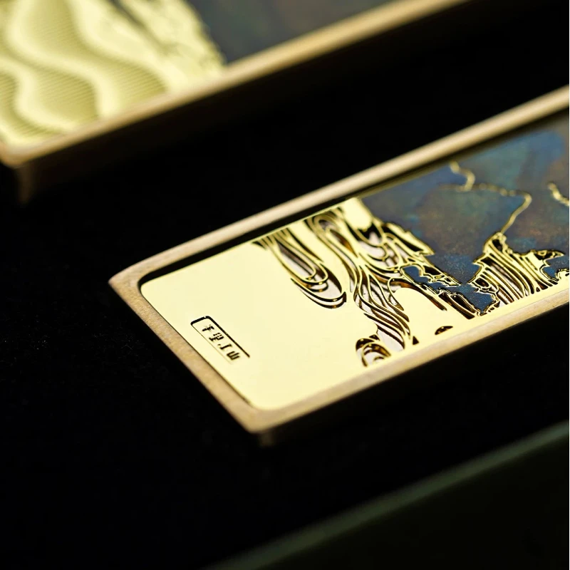 Solid Brass Paperweight with Pen Rest Thousand Li Landscape Pattern for Calligraphy Natural Traditional Chinese Paper Weight