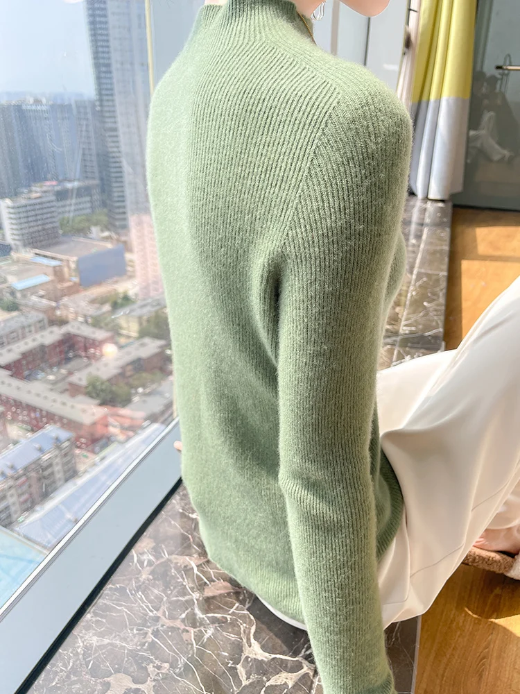 

Basic Woman 100% Merino Wool Sweater Elegant Autumn Winter Knitwear Slim Pullover Lady Long Sleeve Clothing Tops Cashmere Jumper