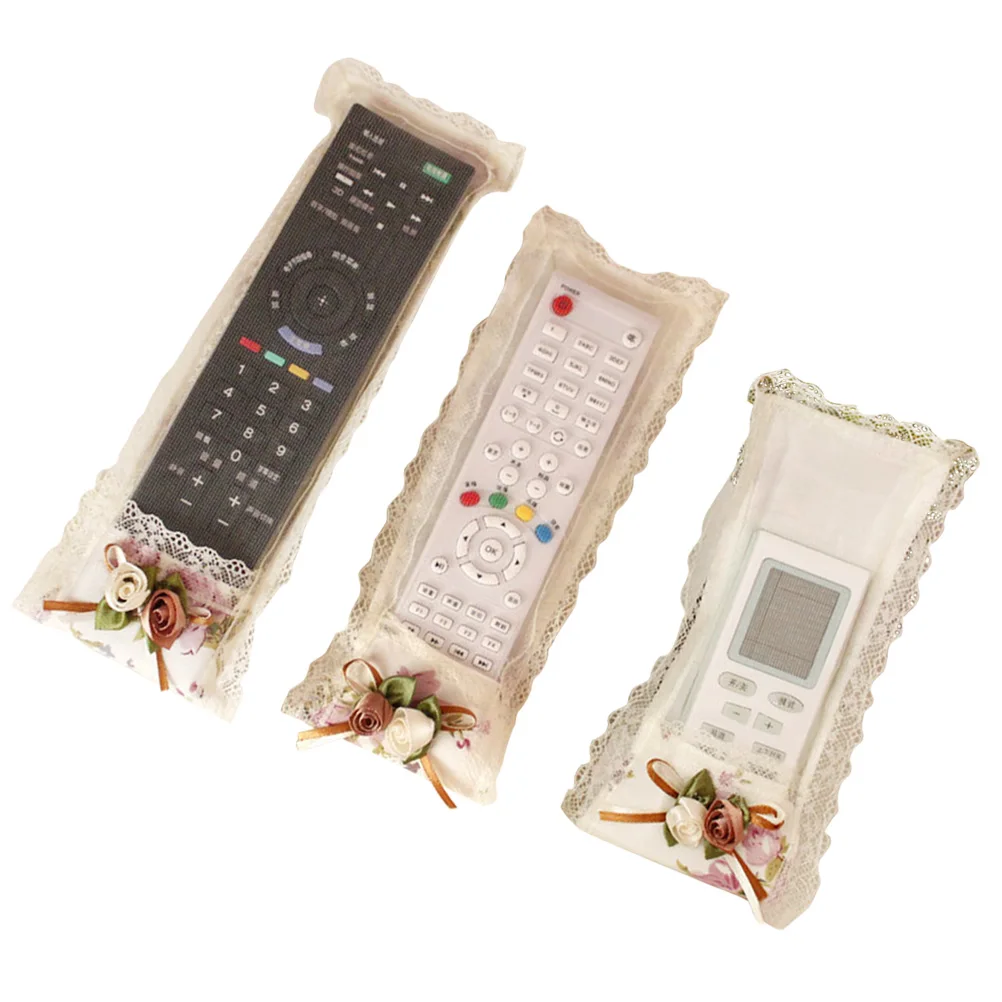 

1pc Fabric Remote Control Cover Set Beautiful Lace Design European Style Dustproof Remote Protector Home Essentials
