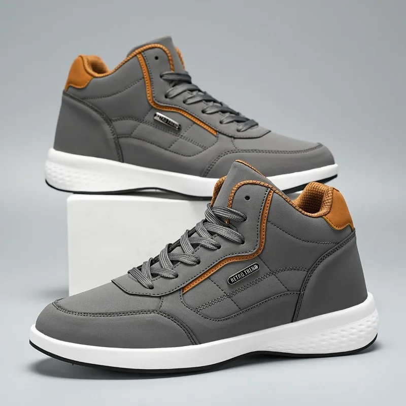 

2026 Leather Men Shoes Sneakers Trend Casual Breathable Leisure Male Sneakers Non-Slip Footwear Vulcanized Shoes Tenis Masculino