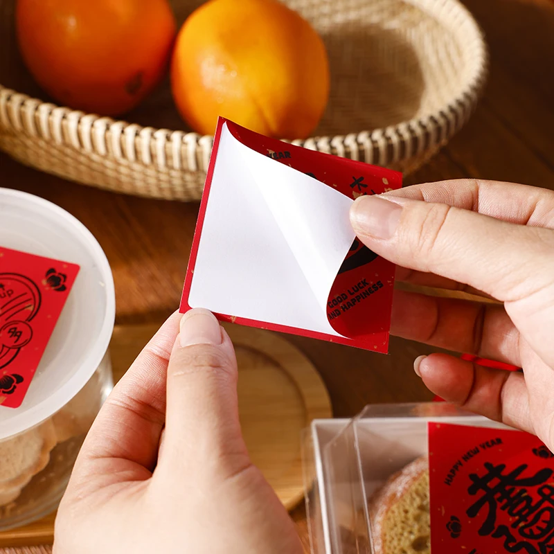New Year Blessing Stickers Spring Festival Red Gold Gift Packaging Fruit Plate Decoration [Decorative Stickers] 10sheets/Pack