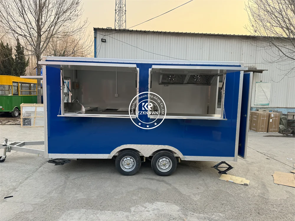 Mobiele Food Truck Street Coffee Sneeuwkegelaanhangwagen Hamburgerwagen Volledig uitgeruste Concessie Food Truck