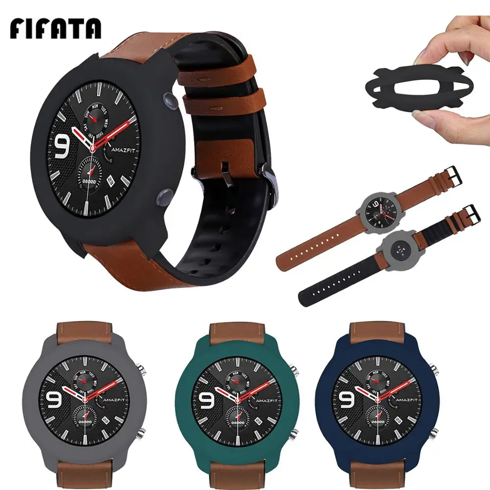 FIFATA Colorful Soft Silicone Watch Protective Case For Huami Amazfit GTR 47/42mm Smart Watch Replace Watch Case For Amazfit GTR