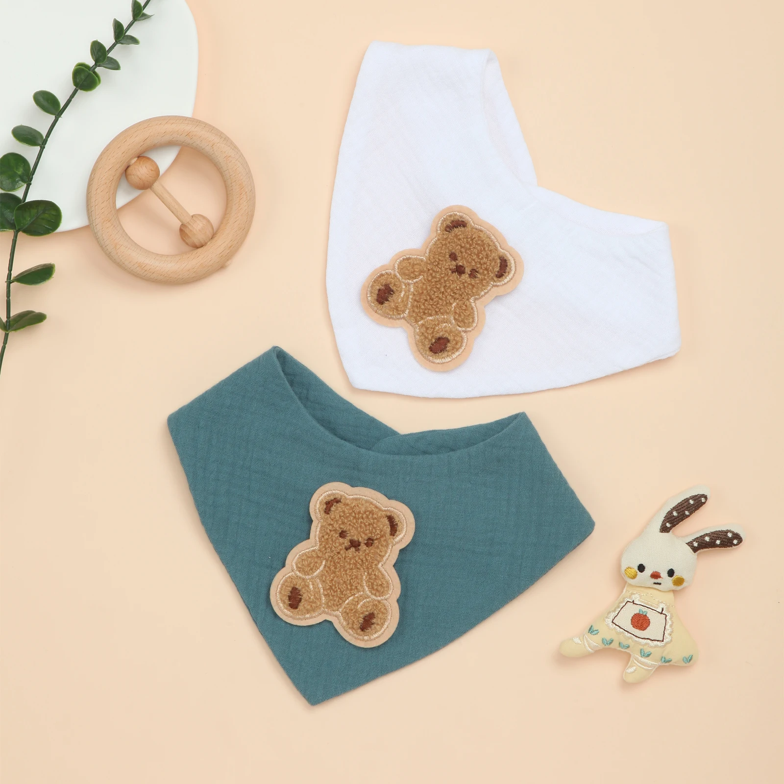 

Cotton Baby Bibs,Soft Triangular Baby Bandana Drool Bibs for Baby Boy Girl,Solid Colors Bib for Drooling Teething(2 Pack)