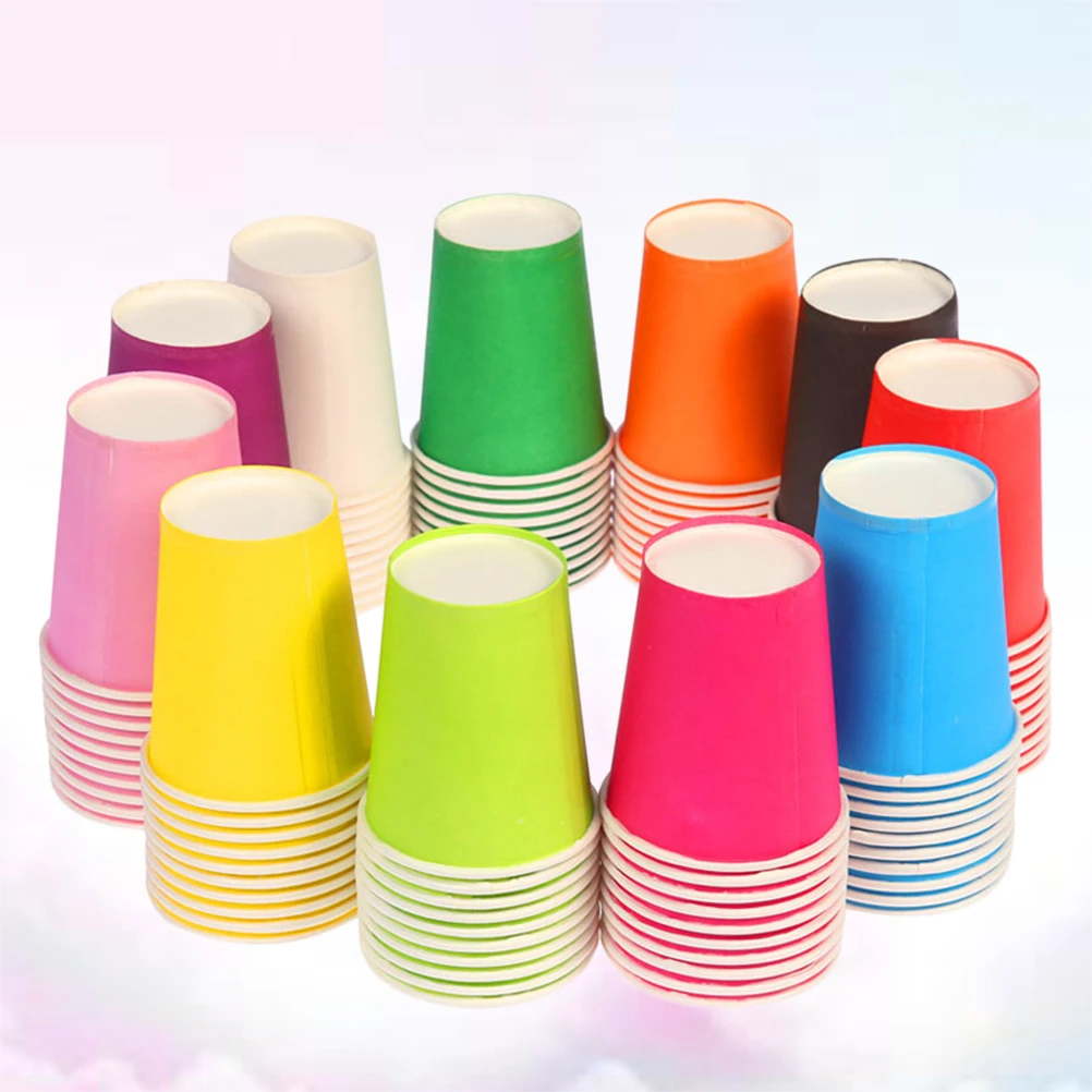 

100 Pcs Colored Paper Cups for Coffee Disposable DIY Thicken Child Plastic
