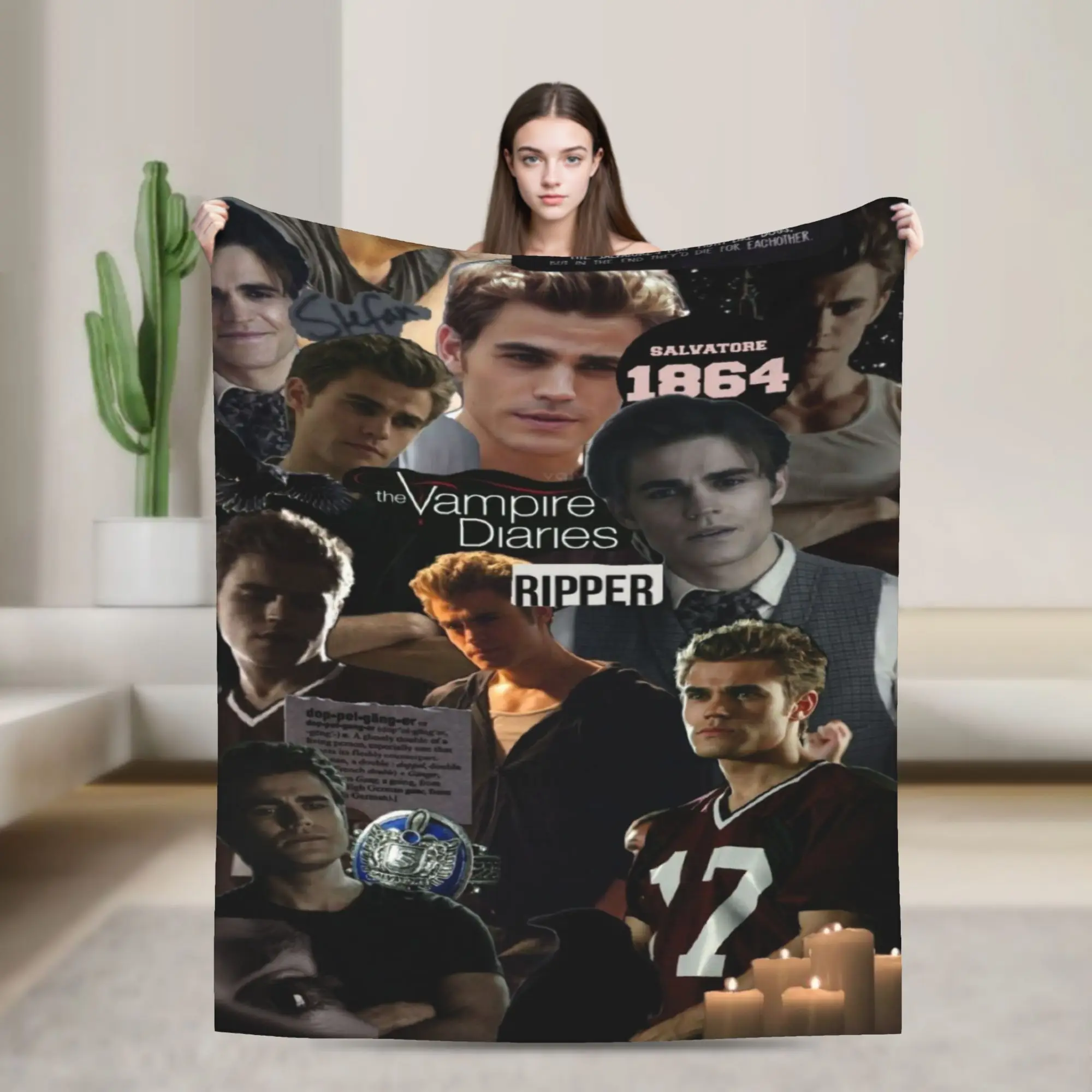 The Vampire Diaries Stefan Salvatore Accessories Blanket Ultra-Soft Fleece  Throw Blanket Cozy Plush Thin Quilt