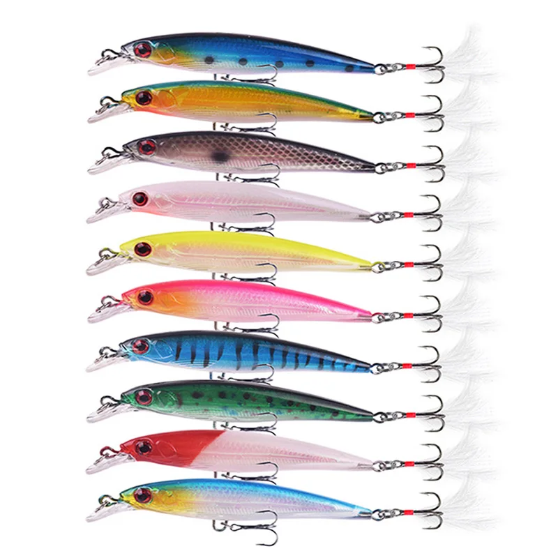 

10 Pcs Mixed Colors Fishing Lure Set 9cm 7g Minnow Wobbler Plastic Artificial Hard Bait for Pike Bass Carp Crankbaits Tackle ​