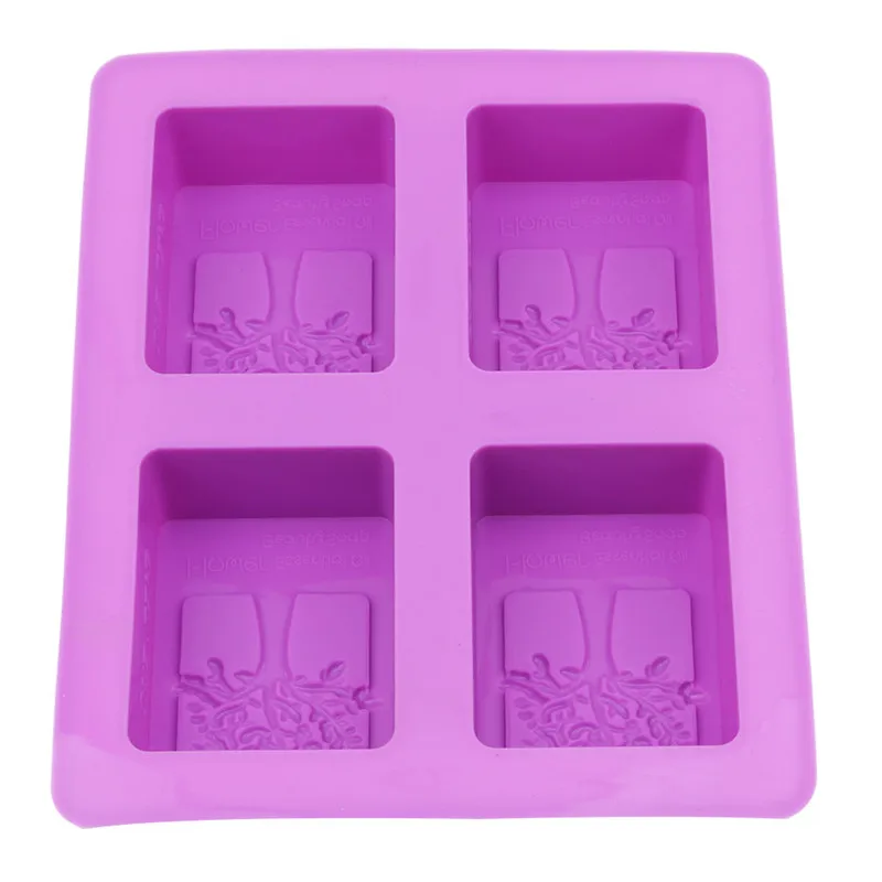 Party Dessert Silicone Mold Tree Shape 4 Hole Square Soap Mold Crafts Chocolate Cake Molding Handmade Tools