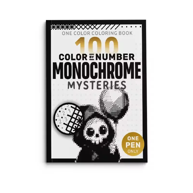 Monochrome Pixel Digital Puzzle Colorin Book with 100Pattern Art Activit Book for Teen Adult Stress Relief Creative Drawing Book