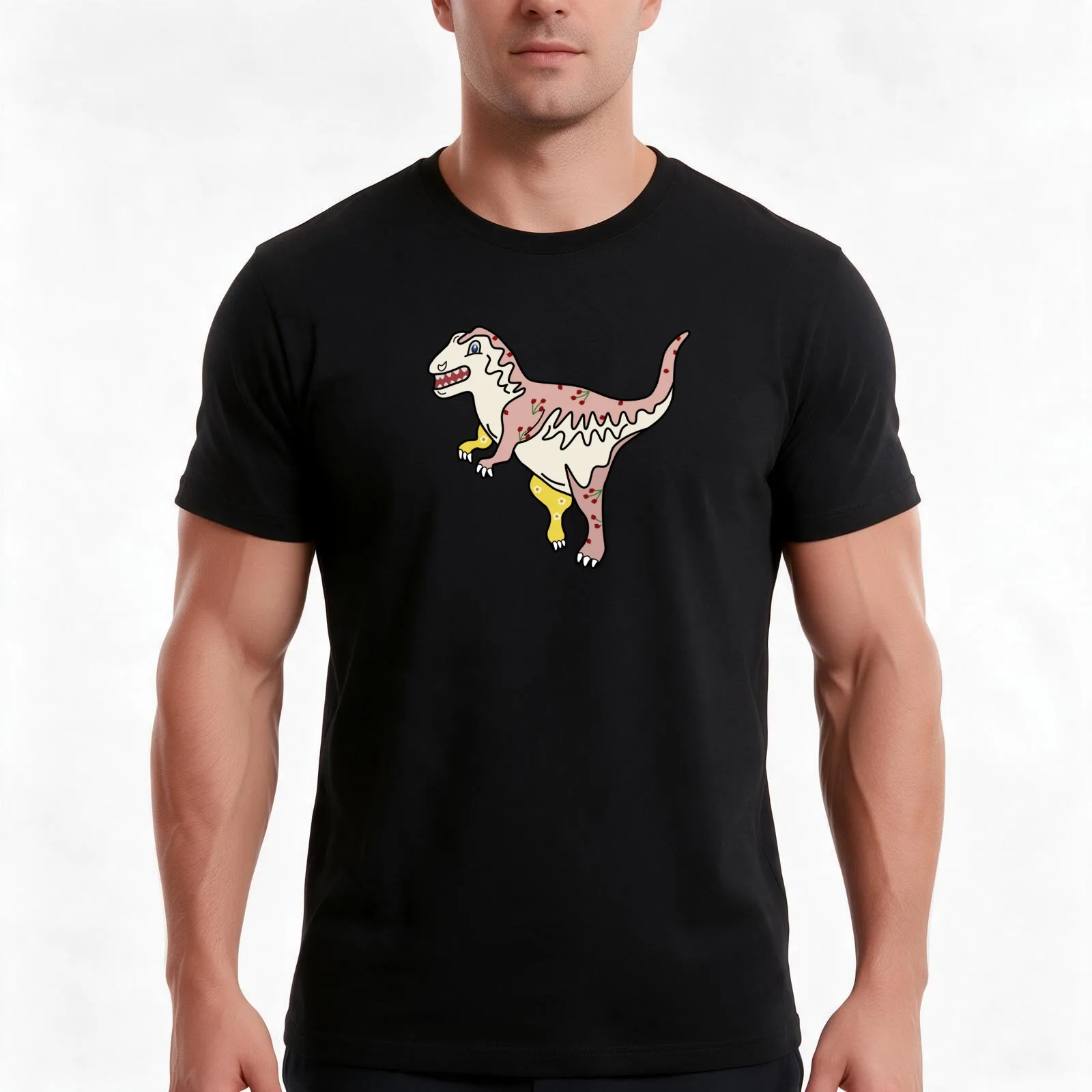 Dino cupcake T-Shirt Summer Casual Cotton Tee Oversized Streetwear Tops Vintage Graphic Print Loose Fit Short Sleeve