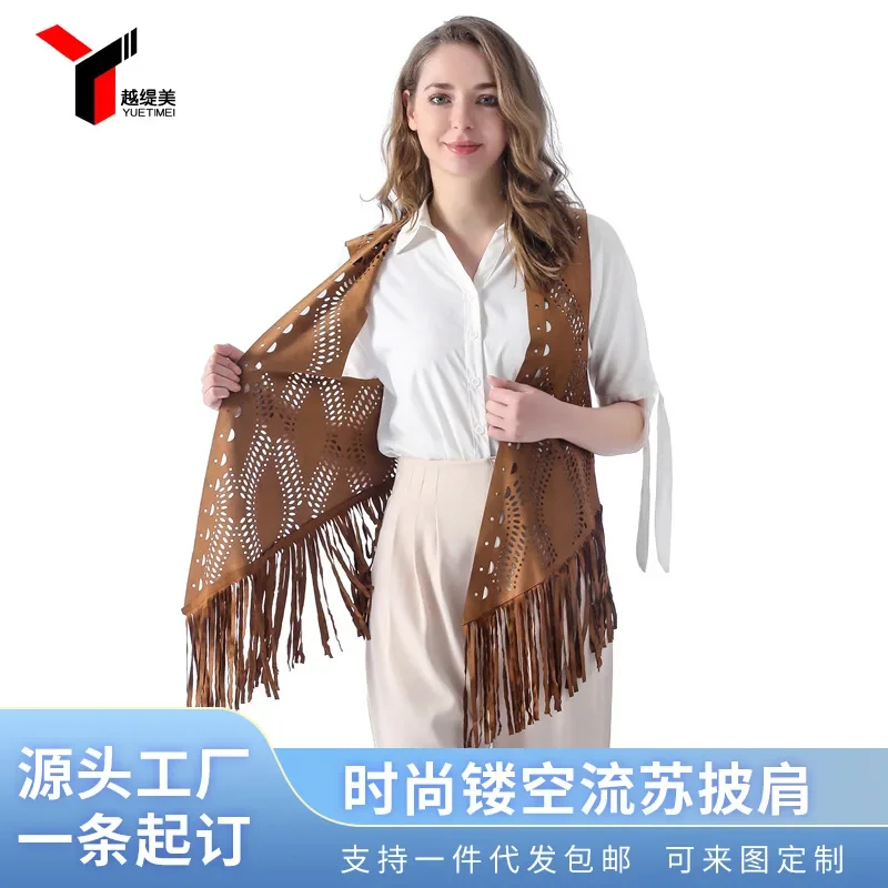 Summer Women's Fringed Suede Faux Fur Sleeveless Vest Tassel Waistcoat Dropshipping