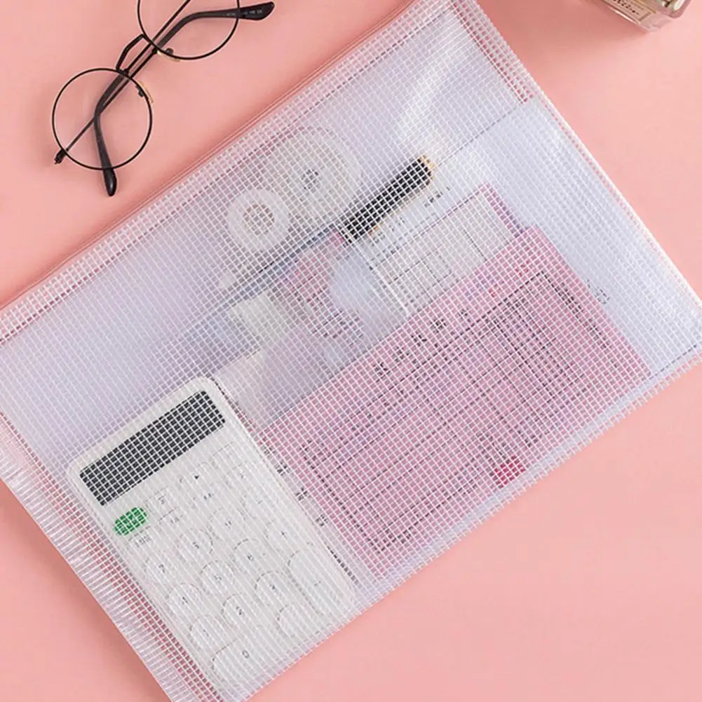 File Bag Large Capacity Storage A4 Files Stationery Carrying Case Transparent Visual Stationery Pouch Office Document Organizer