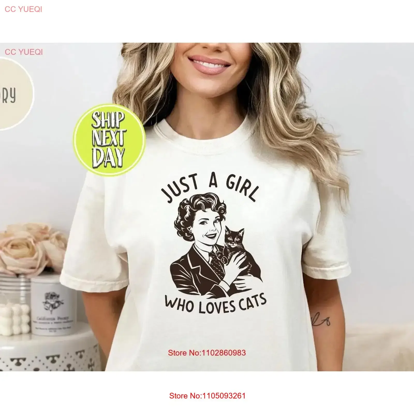 

International Cat Day Just A Girl Who Loves Cats T Shirt Funny Lover Retro AF002 vintage Washed designer clothes Comfortable