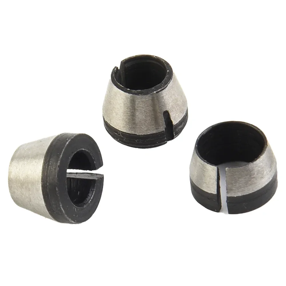 3pcs 6mm 6.35mm 8mm Collet Chuck Carbon Steel For Engraving Trimming Machine Electric Woodworking Milling Cutter Accessories