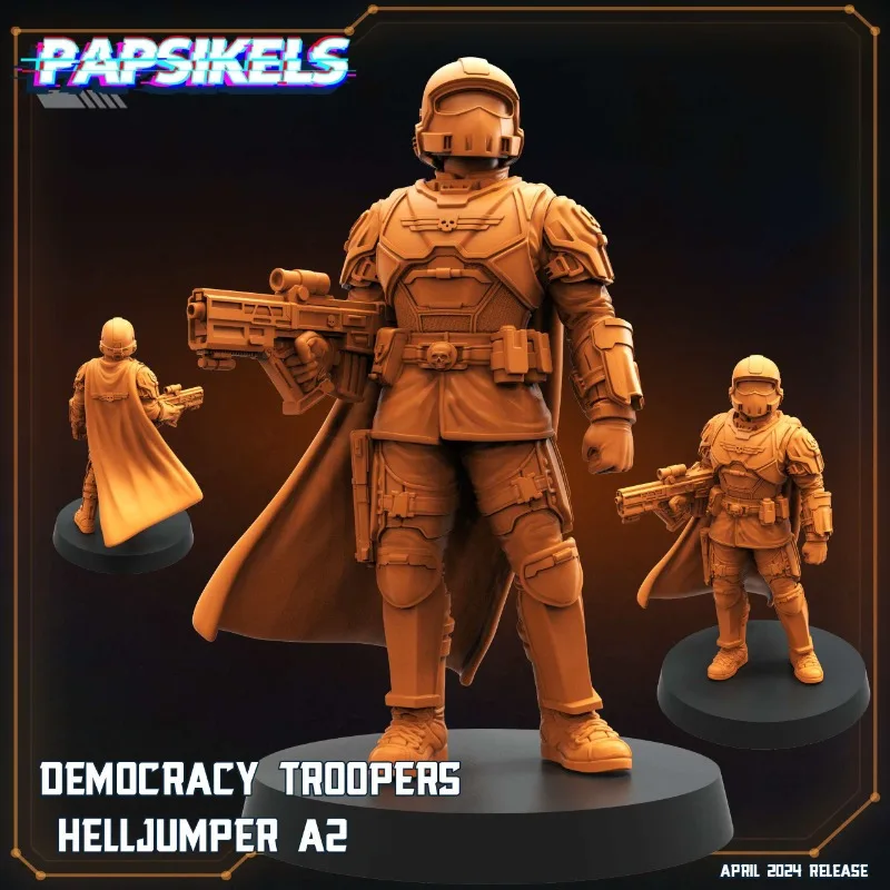 Kit garage fai da te Helljumper A1 - 2404scifi Democracy Troopers GK, giocattolo ornamentale da collezione, materiale ABS, arancione-rosso, regalo per uomini