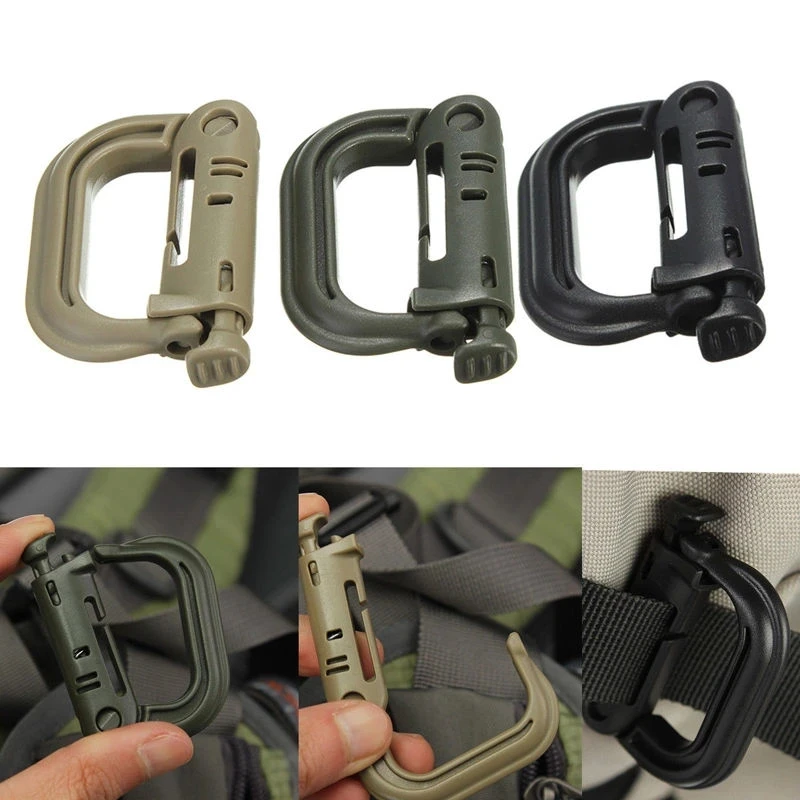 Molle Tactical Backpack Carabiner Outdoor Plastic EDC Shackle Carabiner Practical ABS Snap D-Ring Clip Keyring Locking Ring