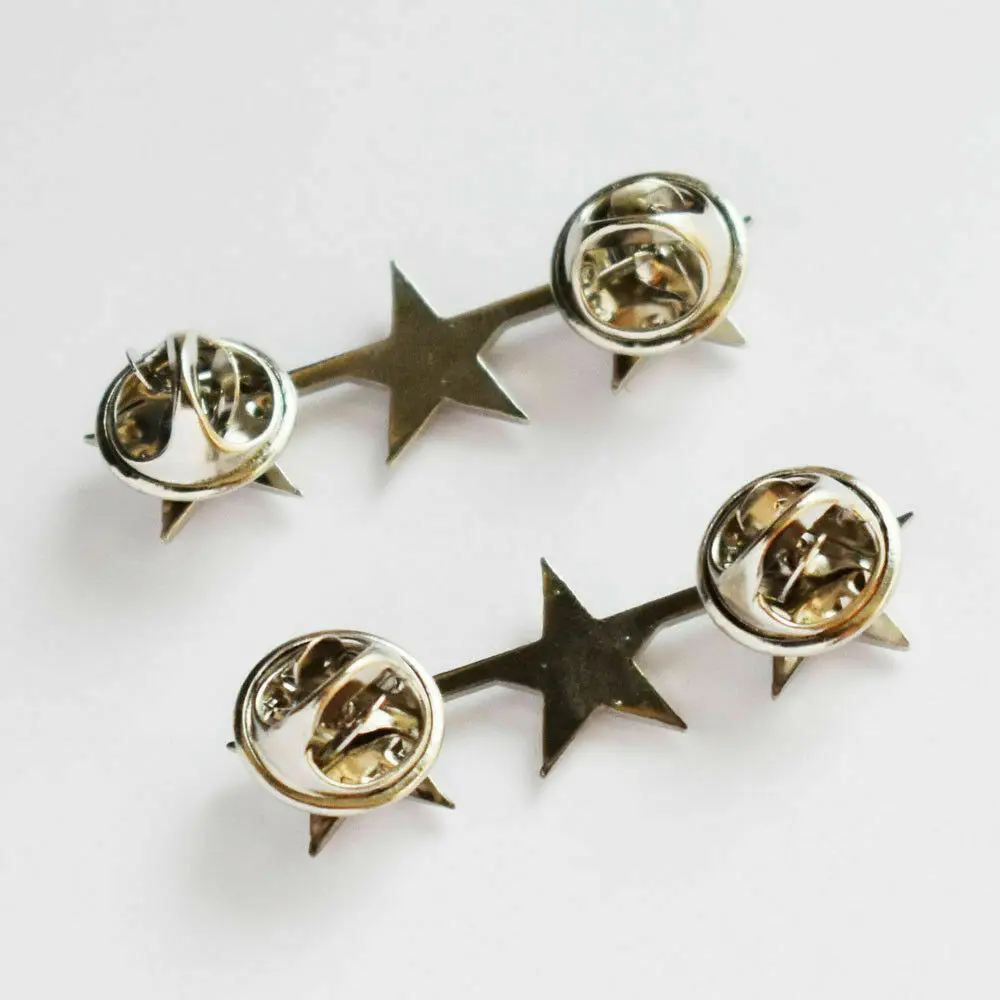 WW2 زوج من الضابط الأمريكي 3 نجوم شارات المرتبة العامة الصغيرة دبوس شارة عسكرية فضية إعادة تمثيل